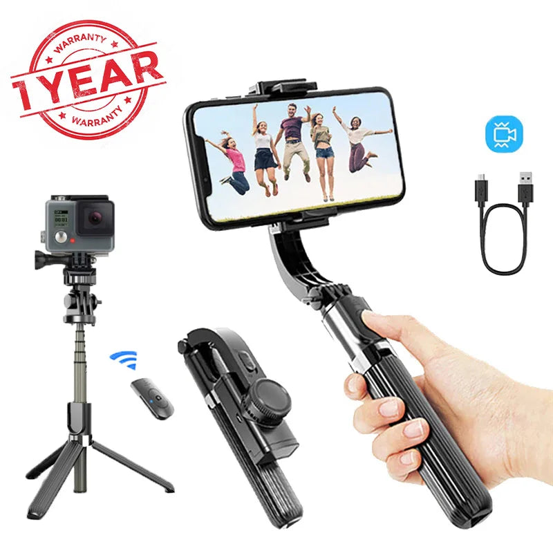 Estabilizador de teléfono, grabación de video, cardán de mano universal, estabilizadores de teléfonos inteligentes, palo de selfie inalámbrico Bluetooth, vlog, transmisión en vivo