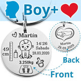 Lovely Personalized Baby Boys Girls Keychain  Name Birth Weight Height For Newborn Commemorate New Mom Dad Gift Keyring P026_C - V.I.P Digital Presence