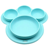 Kids Food-grade Silicone Home Dinner Dish Baby Plate Tableware Bear Paw Shape Children Training Cartoon Bowls Suction Toddler