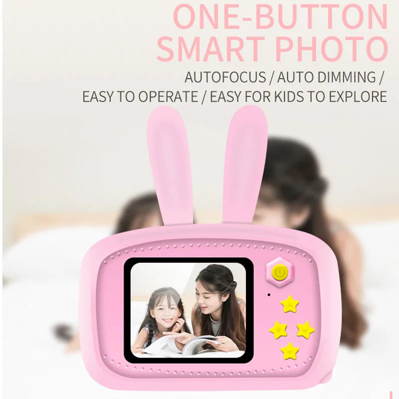 Cámara digital HD para niños, cámara de 2 pulgadas con bonitos dibujos animados, juguetes para niños, regalo de cumpleaños, cámara de 1600 W