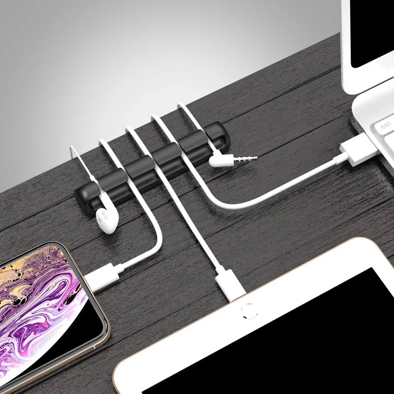 Organizador de cables de escritorio, cable de datos, hebilla fija, dispositivo de carga USB, enrollador de cables, concentrador de cables para auriculares