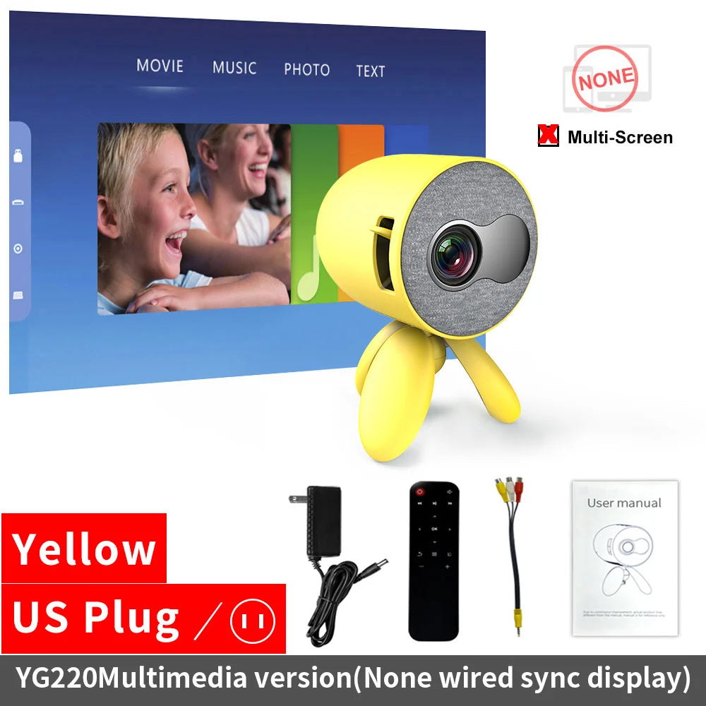 LEJIADA YG220 Mini Proyector Audio Teléfono de 3,5 mm con Pantalla Versión Actualizada Proyector Portátil de Bolsillo Lindo Reproductor de Video Regalo para Niños 