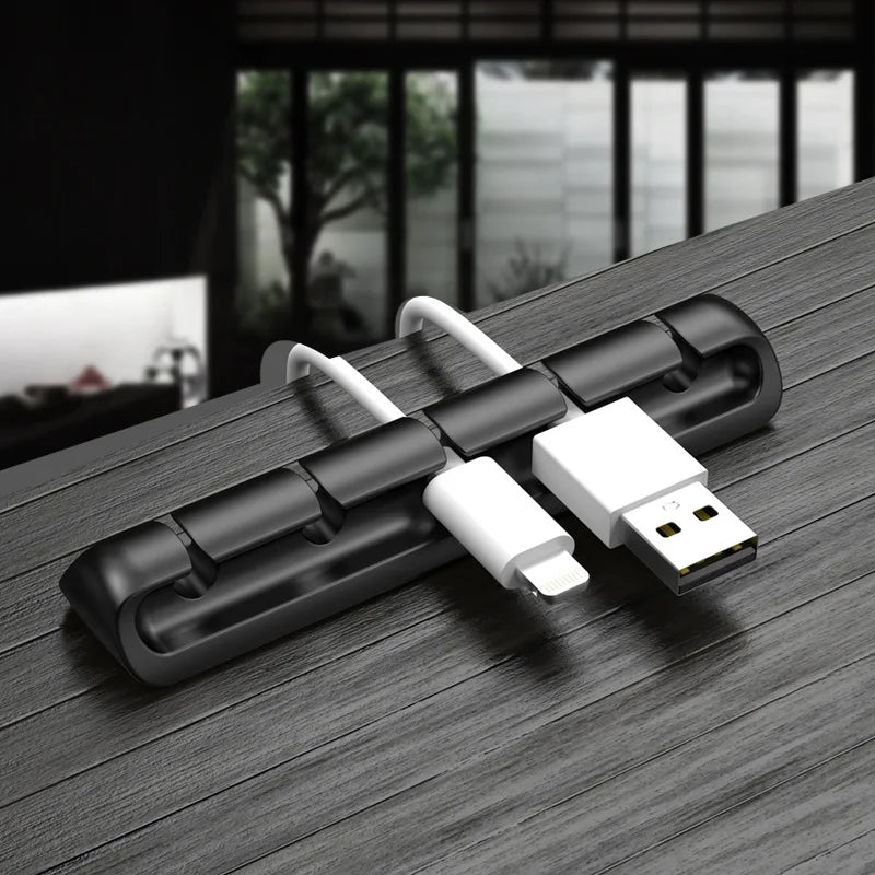 Organizador de cables de escritorio, cable de datos, hebilla fija, dispositivo de carga USB, enrollador de cables, concentrador de cables para auriculares