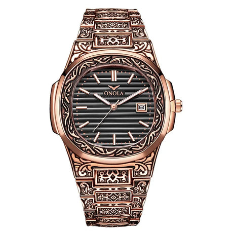 Fashion quartz watch men Brand ONOLA luxury Retro golden stainless steel watch men gold mens watch reloj hombre - V.I.P Digital Presence
