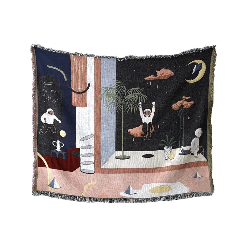 4018 Nordic Throw Blanket Multifunction Space Travel Decoration Slipcover Cobertor Hanging Tapestry for Sofa Bed Sheet Blankets