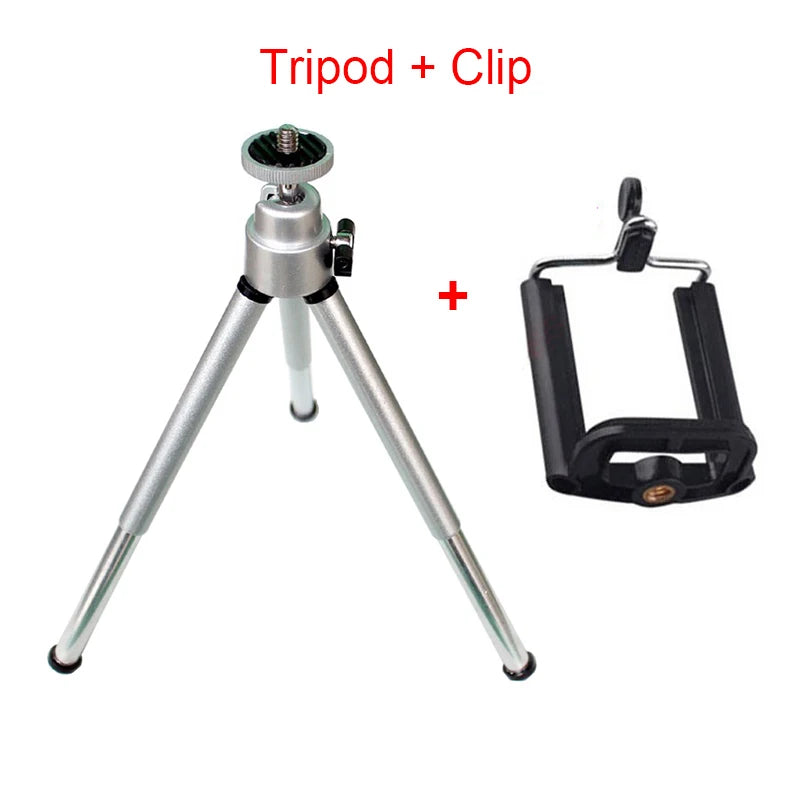 Mini trípode de aluminio + clip