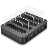 Cargador rápido de escritorio con 4 puertos USB de 24 W y estación de carga USB multipuerto 