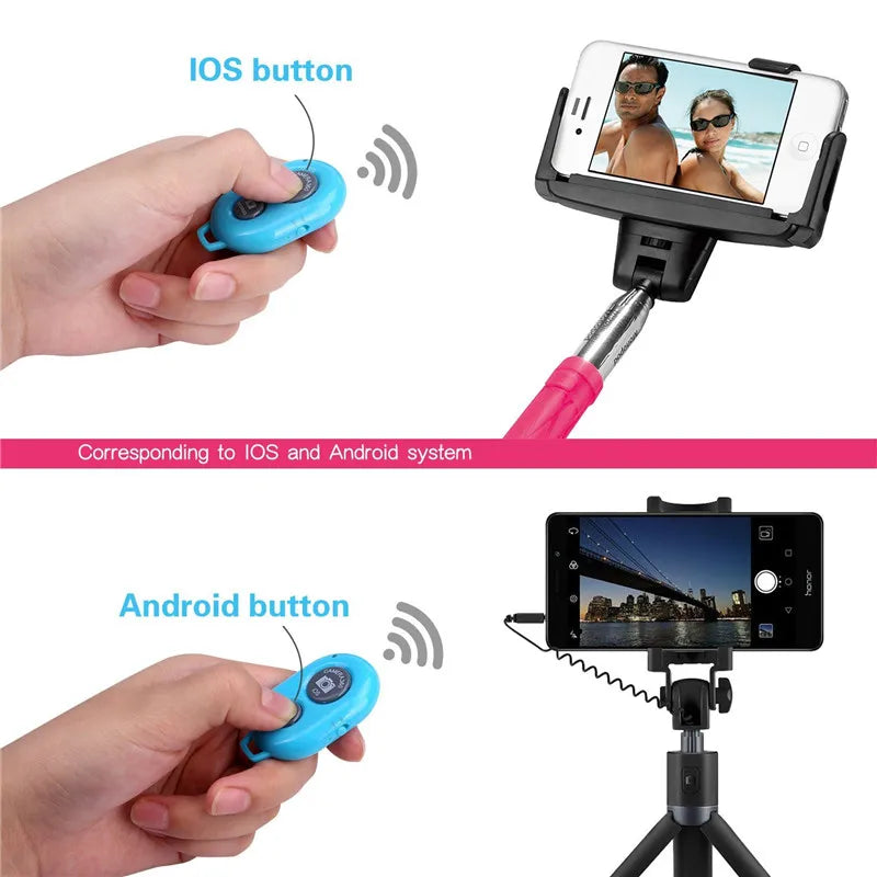 Obturador de control remoto para cámara de teléfono inteligente con Bluetooth inalámbrico para palo de selfie, monopié compatible con Android, iOS, iPhone X y iPhone 8.