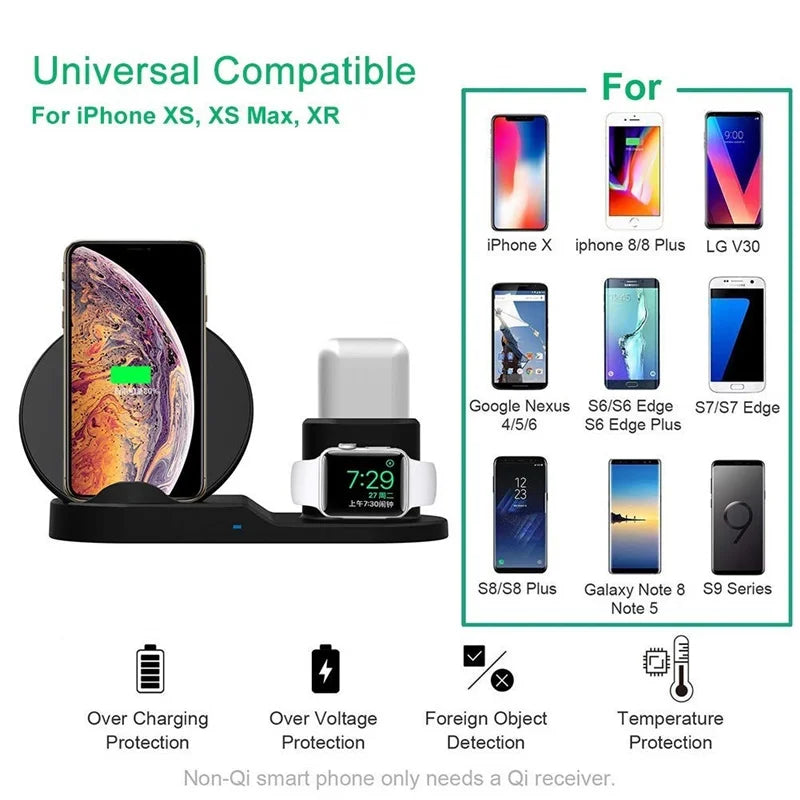 Cargador inalámbrico Qi de 10 W para iPhone XS, XR, 8 Plus, 11 Pro Max, Xiaomi Mi9 y Huawei. 