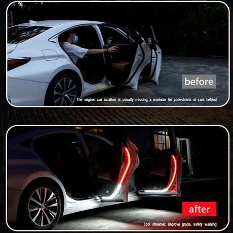 Led Car Door Warning Lights 120cm Anti-collision Strobe Flashing Safety Lamp Streamer Decorative Atmosphere Ambient Light 12V - V.I.P Digital Presence