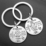 Lovely Personalized Baby Boys Girls Keychain  Name Birth Weight Height For Newborn Commemorate New Mom Dad Gift Keyring P026_C - V.I.P Digital Presence