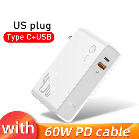 Baseus GaN Power Bank Charger 10000mAh 45W USB C PD Fast Charging 2 in 1 Charger & Battery as One ForiP 11 Pro Laptop ForXiaomi - V.I.P Digital Presence