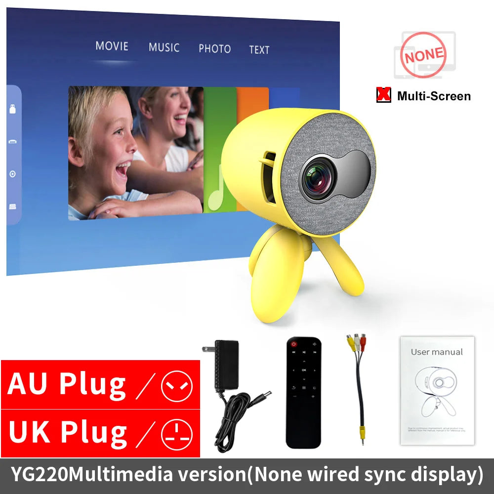 LEJIADA YG220 Mini Proyector Audio Teléfono de 3,5 mm con Pantalla Versión Actualizada Proyector Portátil de Bolsillo Lindo Reproductor de Video Regalo para Niños 