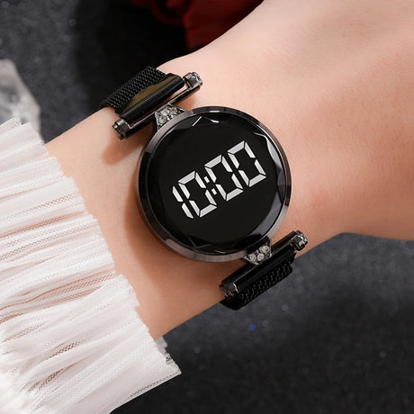 Luxury Digital Magnet Watches For Women Rose Gold Stainless Steel Dress LED Quartz Watch Female Clock Relogio Feminino Drop Ship - V.I.P Digital Presence