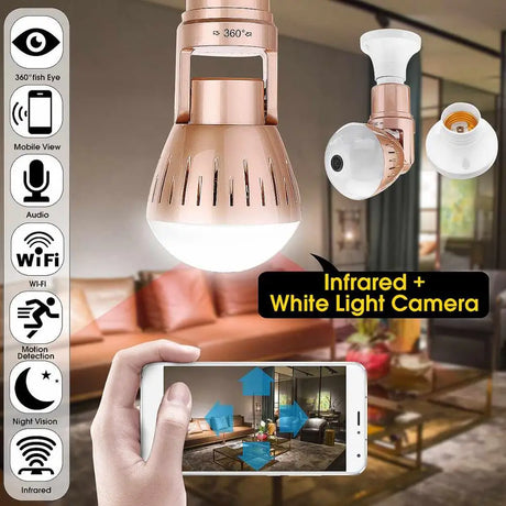 200W  Camera Bulb Lamp light Wireless 2MP HD 360 Degrees Panoramic Light Home Cctv Security Video Surveillance Wifi  Camera - V.I.P Digital Presence