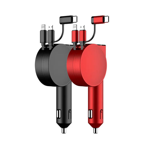 Vogek 3-in-1 Car Charger 60W Super Fast Charging for iPhone Xiaomi Huawei Samsung with Telescopic Charging Cables and Adapters - V.I.P Digital Presence