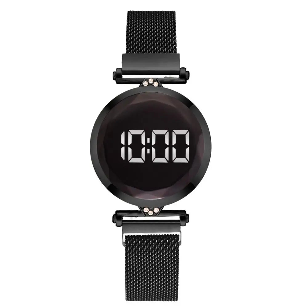 Luxury Digital Magnet Watches For Women Rose Gold Stainless Steel Dress LED Quartz Watch Female Clock Relogio Feminino Drop Ship - V.I.P Digital Presence