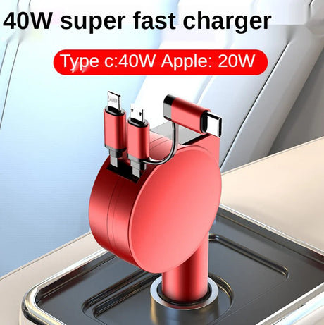 Vogek 3-in-1 Car Charger 60W Super Fast Charging for iPhone Xiaomi Huawei Samsung with Telescopic Charging Cables and Adapters - V.I.P Digital Presence