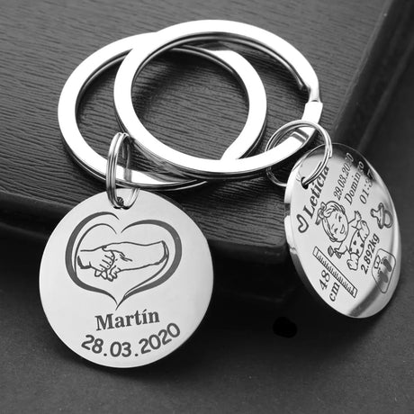 Lovely Personalized Baby Boys Girls Keychain  Name Birth Weight Height For Newborn Commemorate New Mom Dad Gift Keyring P026_C - V.I.P Digital Presence