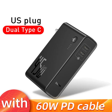 Baseus GaN Power Bank Charger 10000mAh 45W USB C PD Fast Charging 2 in 1 Charger & Battery as One ForiP 11 Pro Laptop ForXiaomi - V.I.P Digital Presence