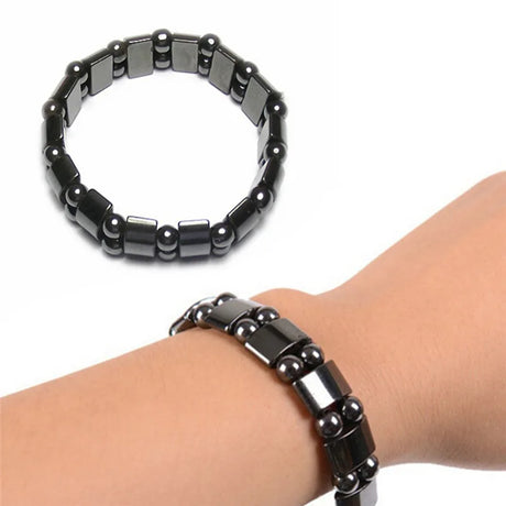Healf moon magnetic black stone magnetic therapy slimming Bracelet Weight Loss Round Black Stone Bracelets - V.I.P Digital Presence