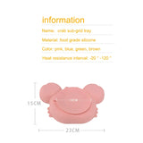Sub-grid Silicone Sucker Tableware For Baby Cartoon Crab Anti-fall Dinner Plate Infant Kids Supplementary Food Bowl Soft Dishes