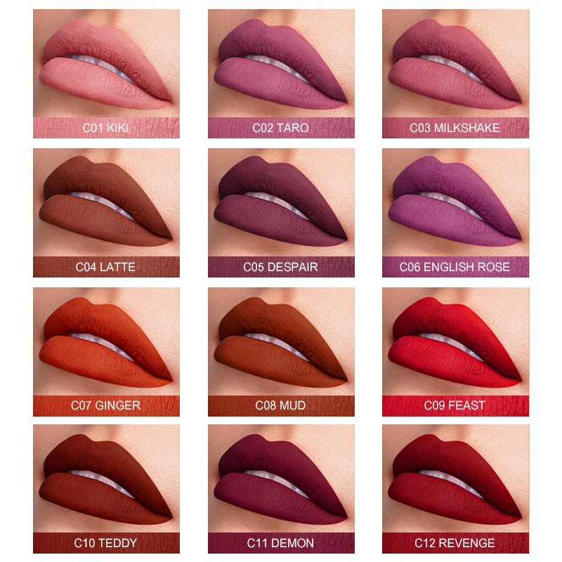 IMAGIC Waterproof Lip Gloss Matte Liquid Lipstick Matte Lipstick Lipkit Cosmetics Makeup Nude 12color - V.I.P Digital Presence