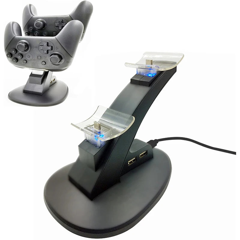 LED Light Indicator Dual USB Controller Charger Charging Dock Station Stand Cradle for Nintend Switch Pro Controller NS Gamepad - V.I.P Digital Presence