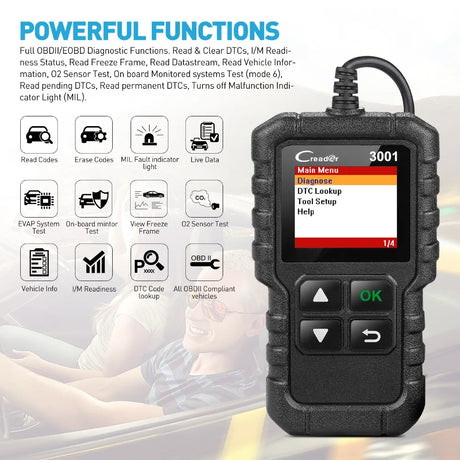 X431 Creader 3001 Full OBD2 OBDII Code Reader Scan tools OBD 2 CR3001 Car Diagnostic tool PK AD310 NL100 OM123 Scanner - V.I.P Digital Presence