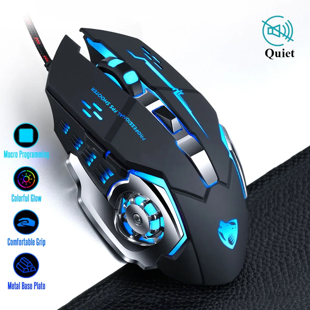 Pro Gamer Gaming Mouse 8D 3200DPI Adjustable Wired Optical LED Compute ...