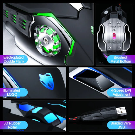 Pro Gamer Gaming Mouse 8D 3200DPI Adjustable Wired Optical LED Computer Mice USB Cable Silent Mouse for laptop PC - V.I.P Digital Presence