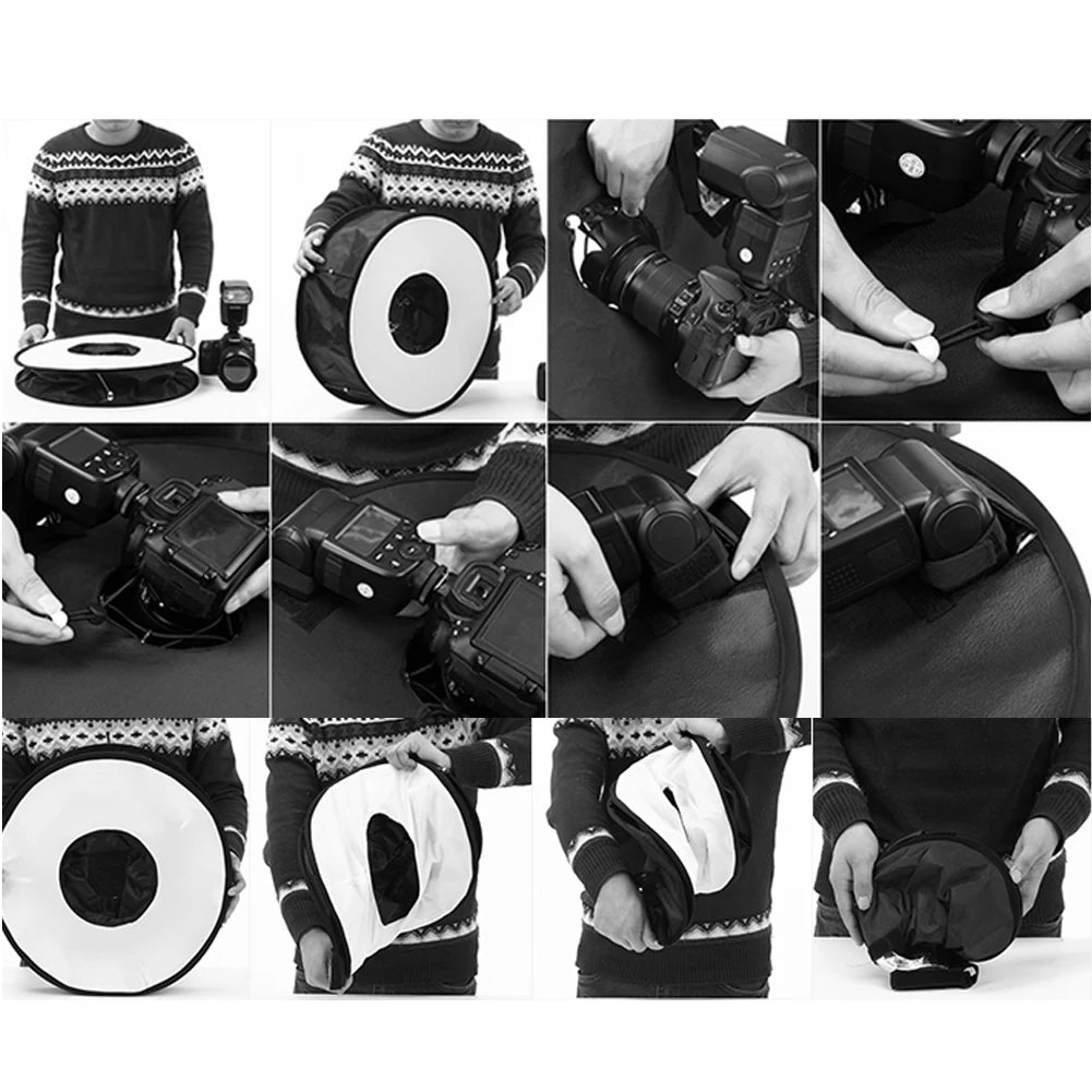 Softbox de anillo SpeedLite Softbox Flash Light 45cm Difusor plegable Anillo Speedlight Softbox 