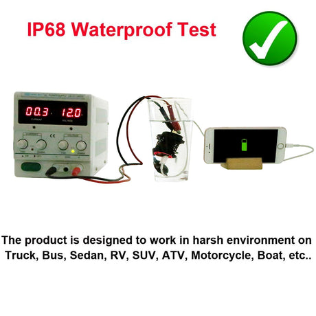 Car Charger USB Vehicle DC12V-24V Waterproof Dual USB Charger 2 Port Power Socket 5V 2.1A/1A car-charger - V.I.P Digital Presence