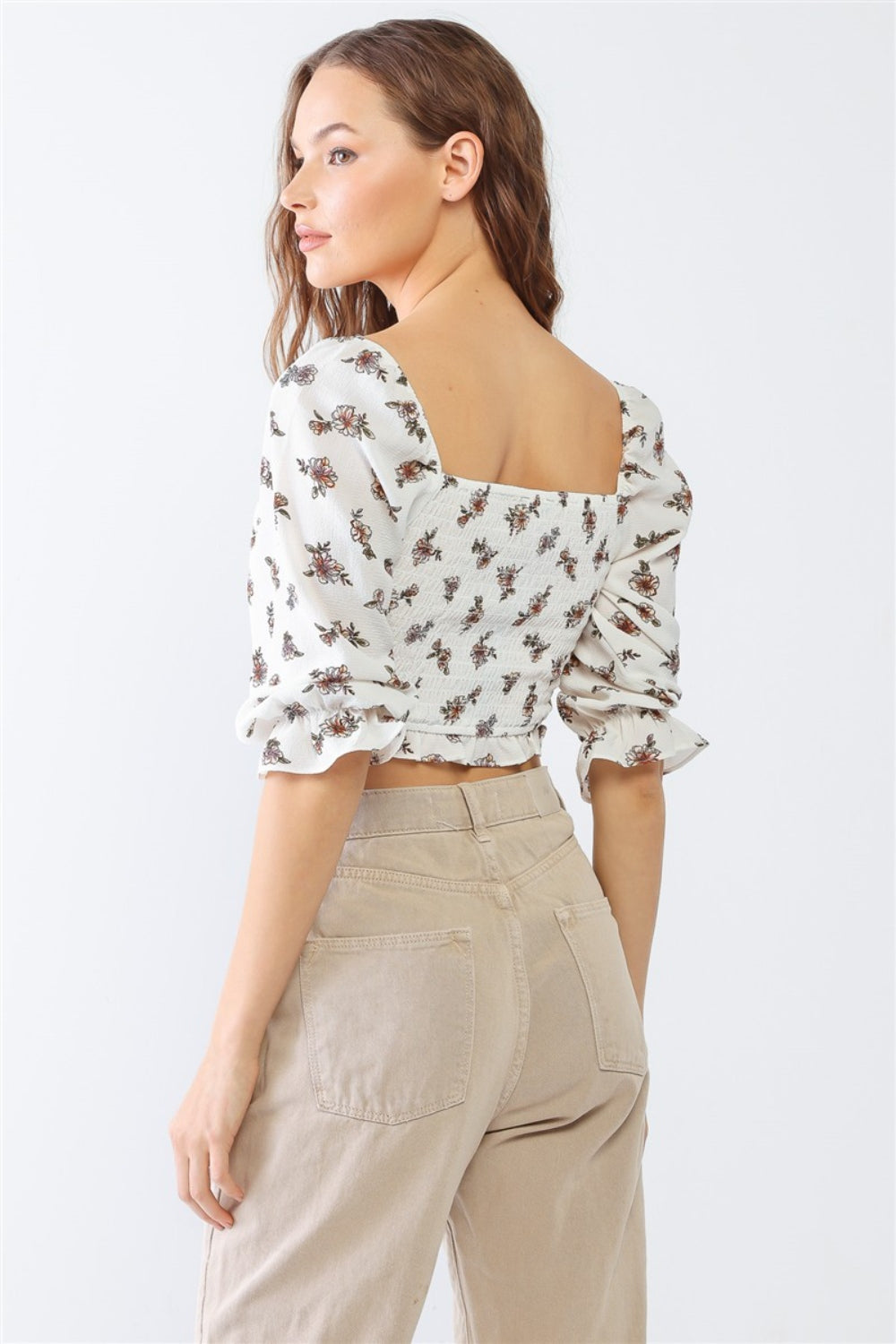 Blossom Ruffle Smocked Crop Top