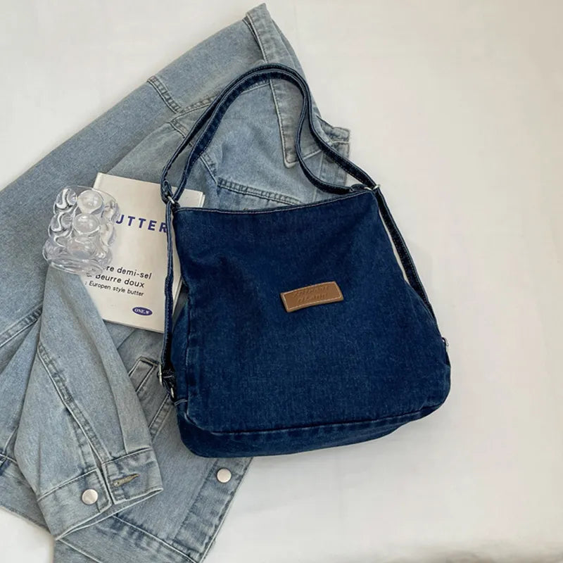 Adjustable Strap Denim Shoulder Bag - V.I.P Digital Presence