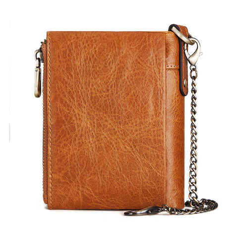 Anti-Theft Brush Double Zipper Leather Wallet Multi Card Slot Men's Wallet Crazy Horse Leather Coin Purse - V.I.P Digital Presence