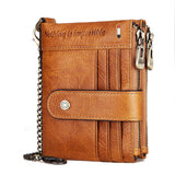 Anti-Theft Brush Double Zipper Leather Wallet Multi Card Slot Men's Wallet Crazy Horse Leather Coin Purse - V.I.P Digital Presence