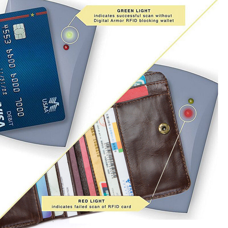 Anti-Theft Brush RFID Genuine Leather Men's Wallet Multifunctional Double Zipper Vertical Wallet Fashion Casual Coin Purse - V.I.P Digital Presence