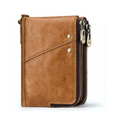 Anti-Theft Brush RFID Genuine Leather Men's Wallet Multifunctional Double Zipper Vertical Wallet Fashion Casual Coin Purse - V.I.P Digital Presence