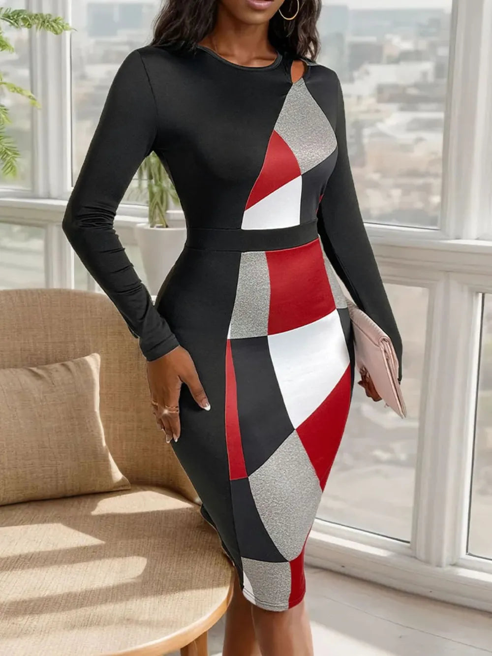 Autumn slimming temperament commuting geometric figure high waisted long skirt - V.I.P Digital Presence