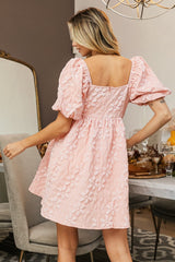 Blossom Puff Sleeve Square Neck Dress