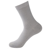 Bamboo fiber cotton socks mid tube men's socks double needle dark flower square grid socks - V.I.P Digital Presence