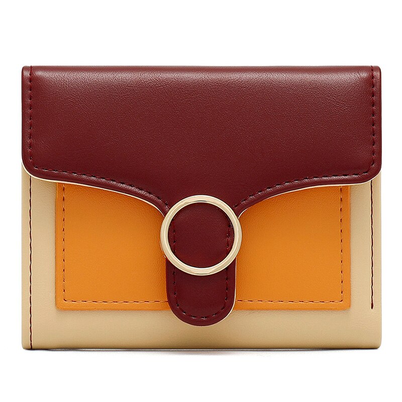 Brand Designer Geometric Panelled Trifold Women Wallet Pu Leather Zipper Coin Ladies Small Purse Card Holder Short Female Wallet - V.I.P Digital Presence