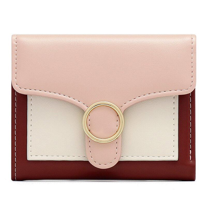 Brand Designer Geometric Panelled Trifold Women Wallet Pu Leather Zipper Coin Ladies Small Purse Card Holder Short Female Wallet - V.I.P Digital Presence