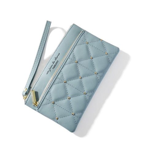 Brand Wristband Rivet Plaid Women Wallets Pu Leather Phone Pocket Card Holder Ladies Coin Purse Long Wallet Clutch Female Bag - V.I.P Digital Presence