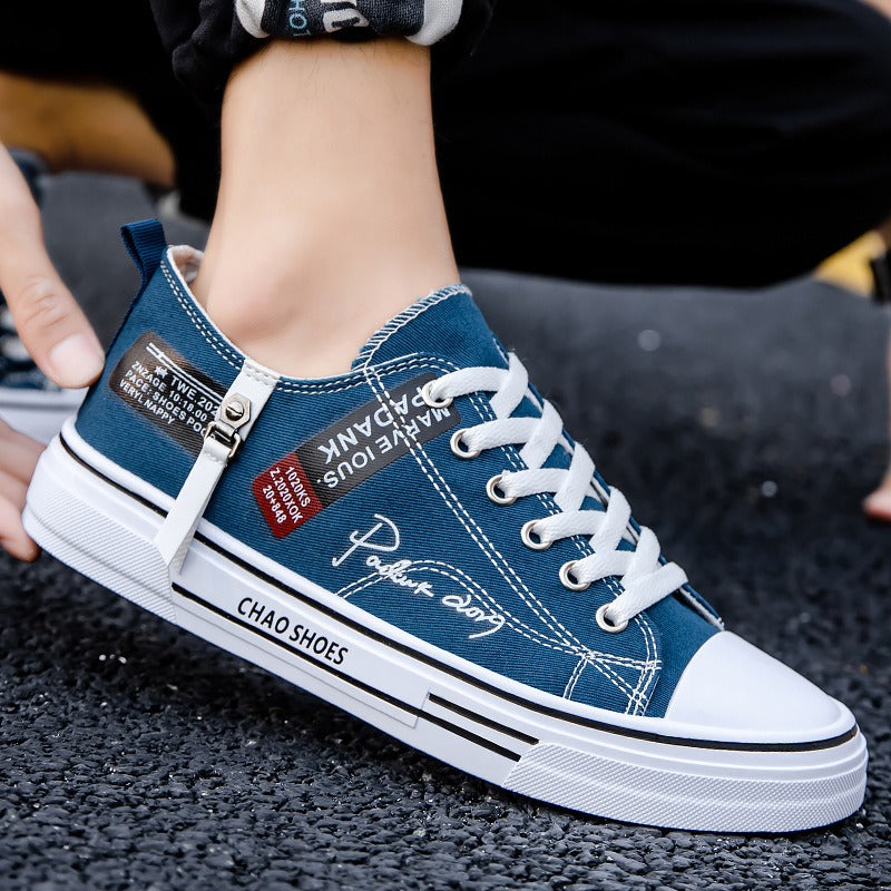 Breathable men's canvas shoes, Hong Kong style men's shoes, casual cloth shoes, trendy, lightweight, low top board shoes - V.I.P Digital Presence
