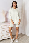 Soft Rayon Three-Quarter Sleeve Top and Shorts Set