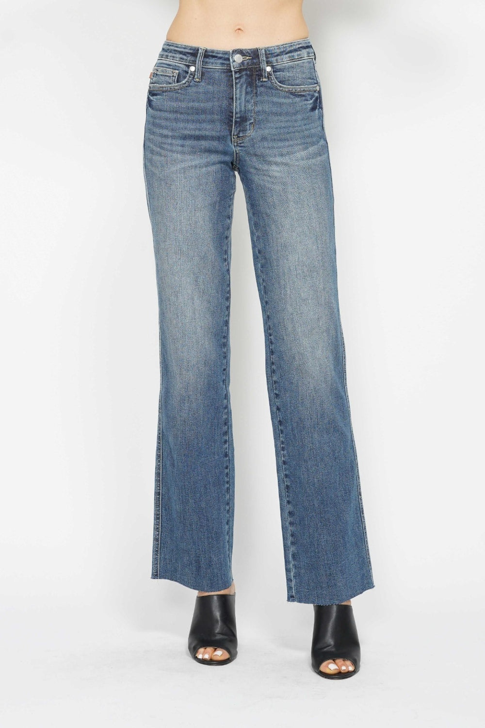 Blue Full Size Tummy Control Straight Leg Jeans.