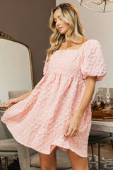 Blossom Puff Sleeve Square Neck Dress