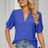 Casual V-neck solid color hollow bubble sleeve loose T-shirt top for women - V.I.P Digital Presence